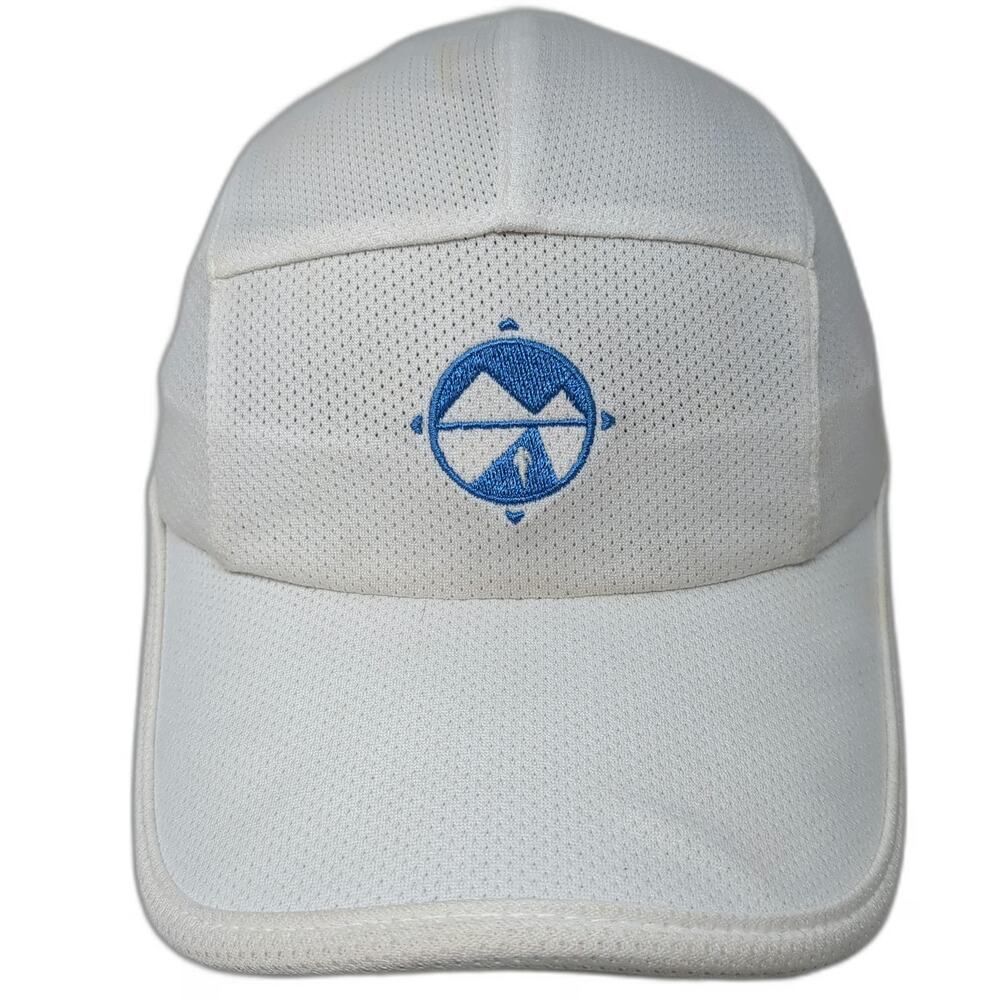 Brooks 5 Panel White One Size Mesh Strapback Running Trail Mountain Hiking Hat
